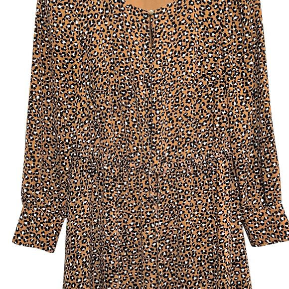 Talbots Petites Size 8P Leopard Print Tiered Key Hole Neckline Dress - Picture 3 of 8
